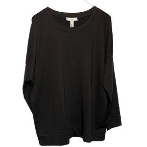 NWT Halston studio oversized crew neck sweatshirt long sleeve black size large.